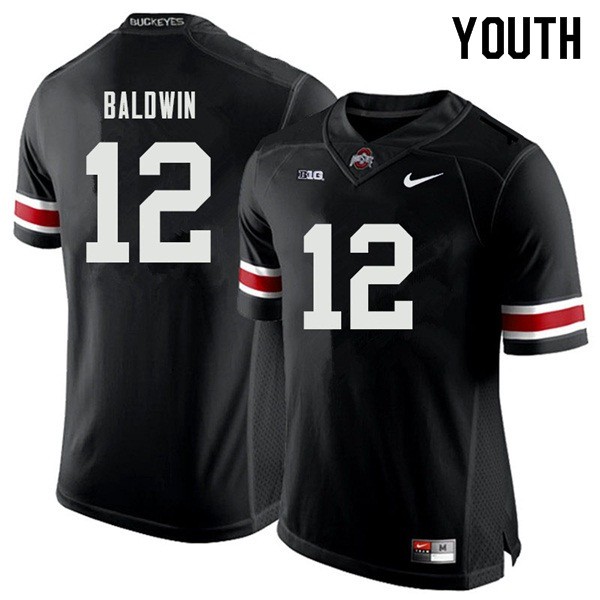 Ohio State Buckeyes #12 Matthew Baldwin Youth Football Jersey Black